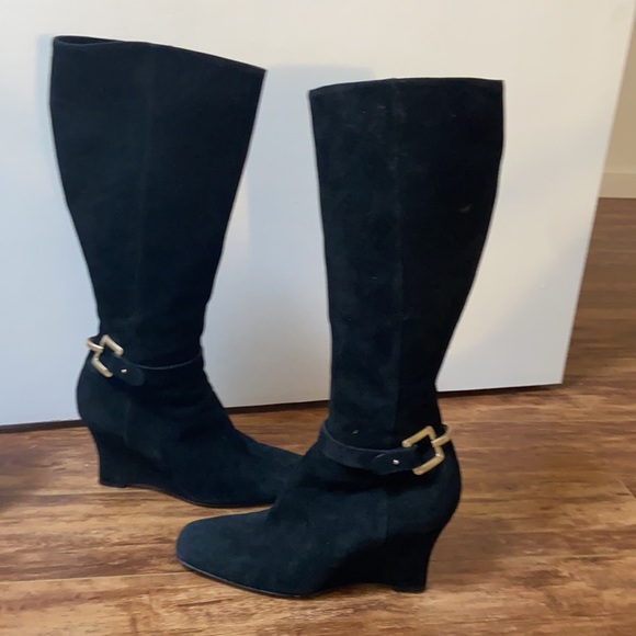 Hugo Boss Suede Wedge Zipup Boots - Picture 4 of 17